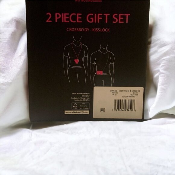 No Boundaries Crossbody Bag Kisslock Purse 2PC Set Blue Gold Silver Hardware - Picture 10 of 11